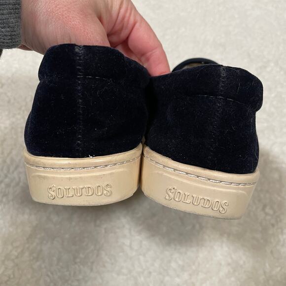 Soludos Llama Velvet Slip On Sneakers Navy Blue Fuzzy Terry Cloth 6 - Picture 7 of 8